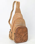 American Darling Sling Hand Tooled Genuine Leather Suede bag
