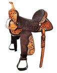 Flexible Tree Western Saddle With Hand Tooled Leather For Trail Riding Endurance