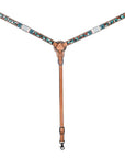 Hilason Horse Hand Painted American Leather Breast Collar Headstall Rawhide Braided Tan