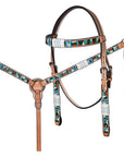 Hand-Carved Leather Western Headstall And Breast Collar Set For Training And Showing