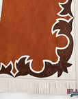 HILASON Pro Rodeo Bull Riding Chaps Genuine Leather Brown