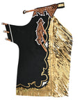 HILASON Pro Rodeo Bull Riding Chaps Genuine Leather Black