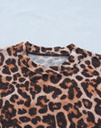 Plus Size Leopard Mesh Mock Neck Top
