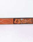 American Darling Floral Hand Carved Painted Belt Buckle Genuine Leather Covered Stylish Brown | Western