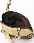American Darling Western Cross Body Bag Handcrafted from Quilted & Hand-Tooled Genuine Leather | Floral Carved Accent, Buckstitch & YKK Zipper