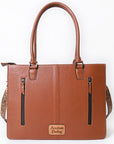 American Darling Genuine Leather Hand-Tooled Floral Quilted Tote Bag Shoulder Purse with YKK Zipper - 12in X 16in