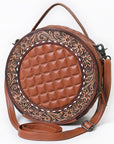 ADBG1684 Canteen Hand Tooled Genuine Western Leather Women Bag