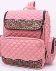 American Darling Genuine Leather Hand-Tooled Floral Quilted Backpack Bag Travel Purse with YKK Zipper