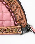 American Darling Western Leather Taco Bag with Quilted Build Hand-Tooled Accents Genuine Leather and Secure YKK Closure