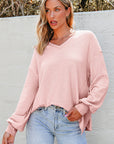 Talinia Shoulder Loose Blouse Long Sleeve Top