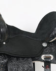 Hilason Flex Tree Western Horse Saddle American Leather Trail Barrel Black With  Floral Hand Carved