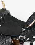 Hilason Flex Tree Western Horse Saddle American Leather Trail Barrel Black With  Floral Hand Carved