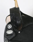 Hilason Flex Tree Western Horse Saddle American Leather Trail Barrel Black With  Floral Hand Carved