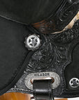 Hilason Flex Tree Western Horse Saddle American Leather Trail Barrel Black With  Floral Hand Carved