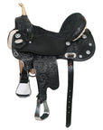 Hilason Flex Tree Western Horse Saddle American Leather Trail Barrel Black With  Floral Hand Carved
