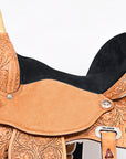 Hilason Flex Tree Western Horse Saddle American Leather Trail Barrel Oiled Tan With  Floral Hand Carved