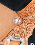 Hilason Flex Tree Western Horse Saddle American Leather Trail Barrel Oiled Tan With  Floral Hand Carved