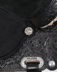 Hilason Western Horse Barrel Flex Tree Trail American Leather Saddle Black Gorgeous Floral Hand Tooled & Carved