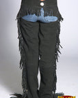 Black Hilason Suede Full Grain Leather Shotgun Work Chaps