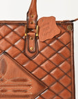 American Darling Tote Bag Western Quilted Genuine Leather Purse with Boot Stitched Design and Premium YKK Zipper for Women