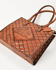 American Darling Tote Bag Western Quilted Genuine Leather Purse with Boot Stitched Design and Premium YKK Zipper for Women