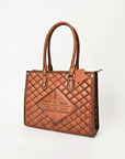 American Darling Tote Bag Western Quilted Genuine Leather Purse with Boot Stitched Design and Premium YKK Zipper for Women