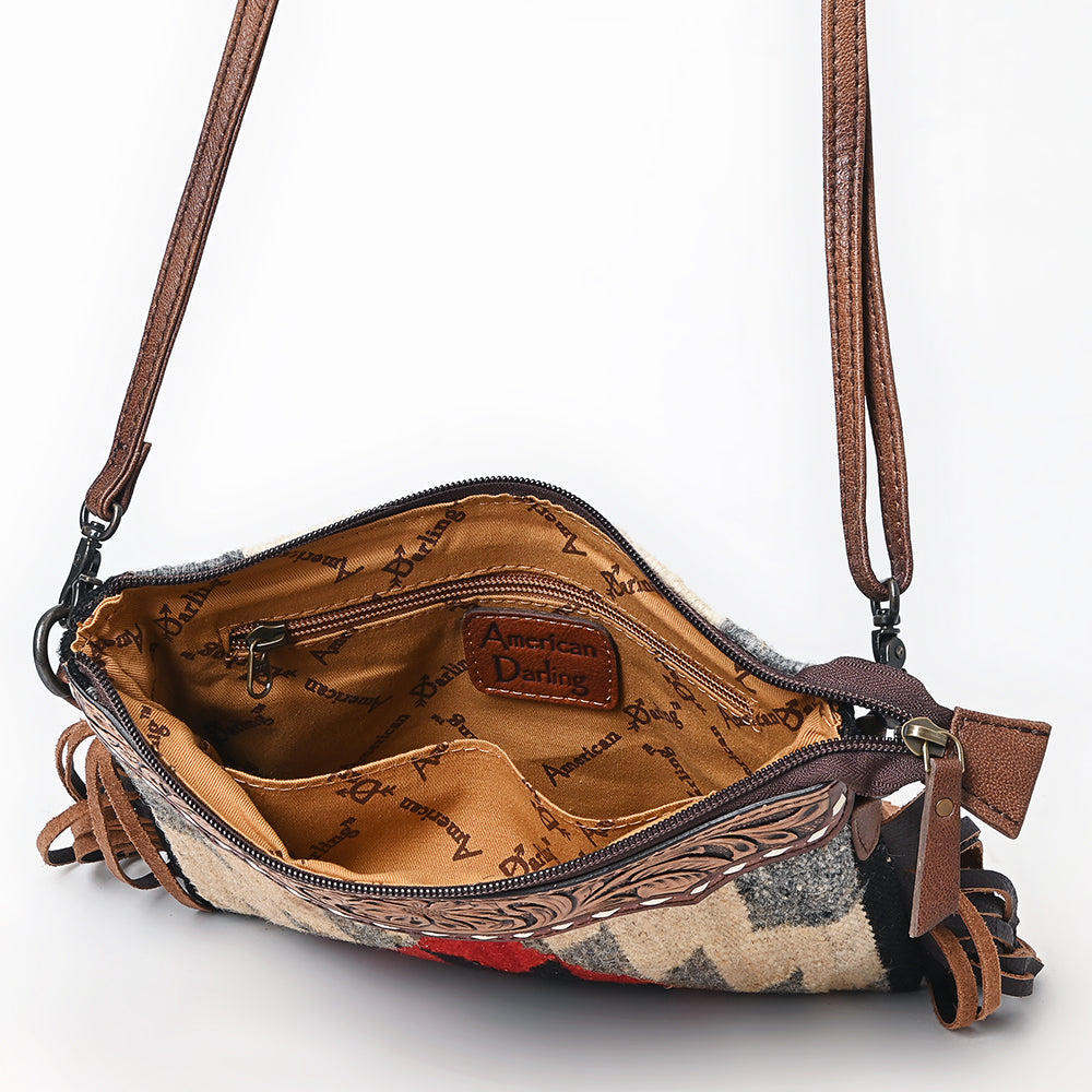 American Darling Crossbody Saddle Blanket Hand Tooled Genuine Leather Women Bag Western Handbag Purse