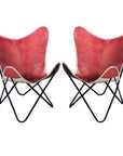 HILASON Genuine Leather Butterfly Chair Folding Lounge Modern Sling Accent Seat