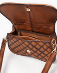 American Darling Western Cross Body Genuine Leather Handbag Purse Wallet Bag For Women Girls Brown