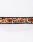 American Darling Floral Hand Carved Painted Belt Buckle Genuine Leather Covered Stylish Brown | Western