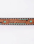 American Darling Floral Hand Carved Painted Belt Buckle Genuine Leather Covered Stylish Brown | Western