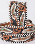 American Darling Floral Hand Carved Painted Belt Buckle Genuine Leather Covered Stylish Brown | Western