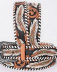 American Darling Floral Hand Carved Painted Belt Buckle Genuine Leather Covered Stylish Brown | Western