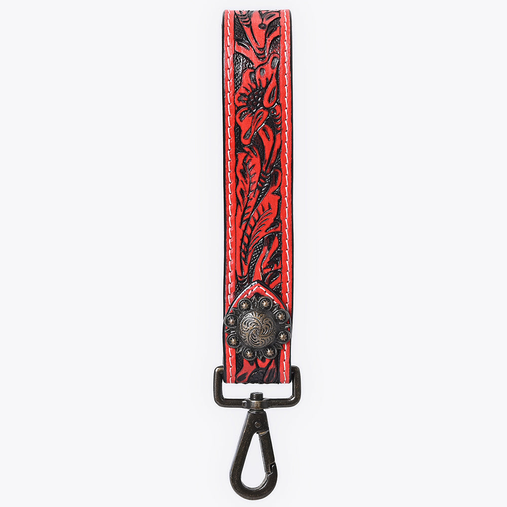 American Darling ADKR217 Hand Tooled Genuine Leather Wristlet Key Ring