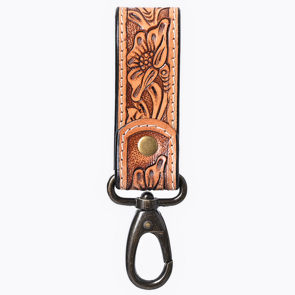 American Darling ADKR218 Hand Tooled Genuine Leather Wristlet Key Ring