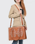 American Darling Tote Bag for Women, Boot Stitched Genuine Suede & Vegetable-Tanned Full Grain Leather Western Purse, YKK Zipper