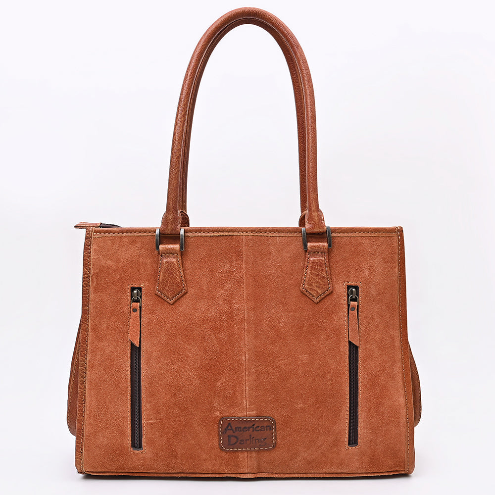 American Darling Tote Bag for Women, Boot Stitched Genuine Suede &amp; Vegetable-Tanned Full Grain Leather Western Purse, YKK Zipper