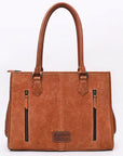 American Darling Tote Bag for Women, Boot Stitched Genuine Suede & Vegetable-Tanned Full Grain Leather Western Purse, YKK Zipper