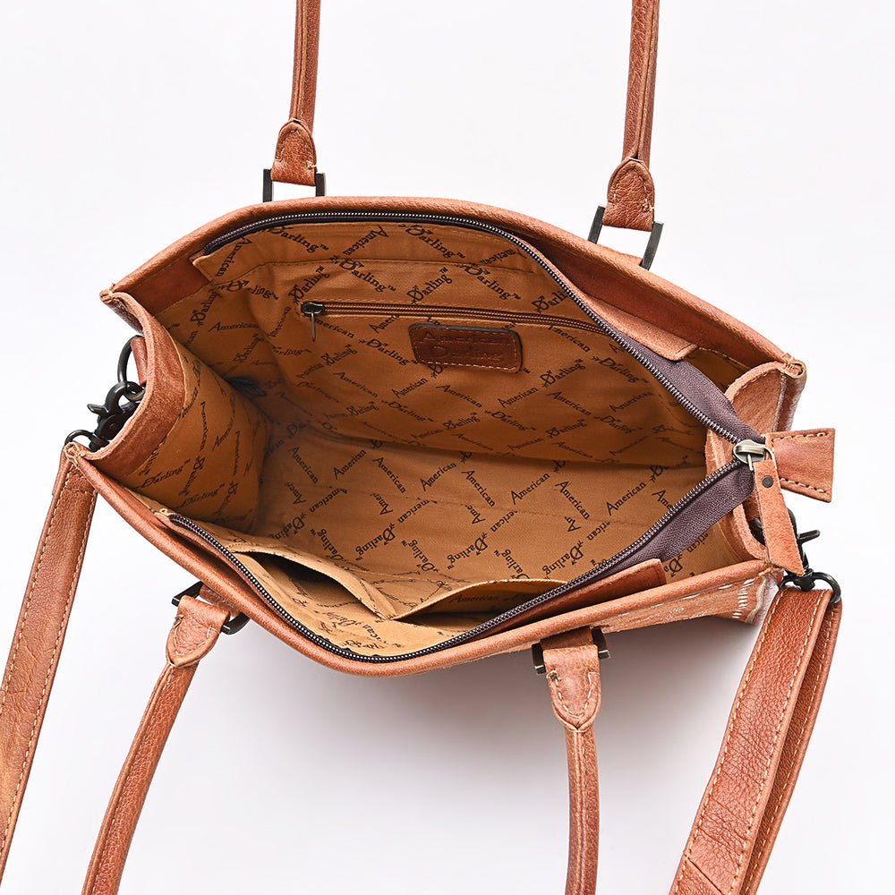 American Darling Tote Bag for Women, Boot Stitched Genuine Suede &amp; Vegetable-Tanned Full Grain Leather Western Purse, YKK Zipper
