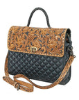 American Darling Hand-Tooled Floral & Quilted Leather Western Messenger Bag