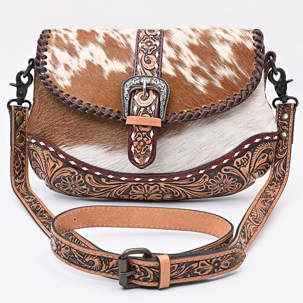 American Darling Crossbody Beautifully hand tooled Hair On Genuine Leather women handbag