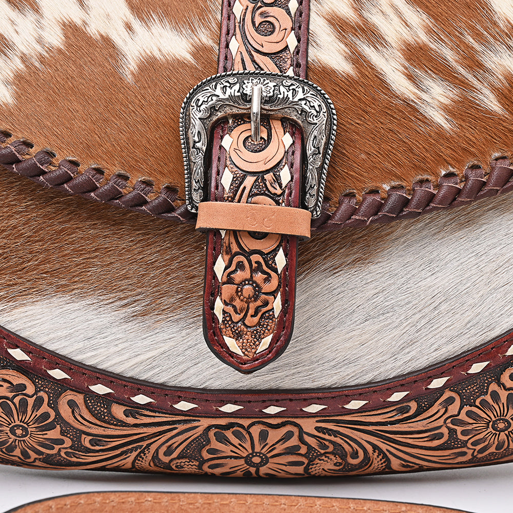 American Darling Crossbody Beautifully hand tooled Hair On Genuine Leather women handbag