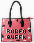 Never Mind Tote Hand Painted Genuine Cowhide Leather Women Bag Western Handbag Purse