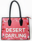 Never Mind Tote Hand Painted Genuine Cowhide Leather Women Bag Western Handbag Purse