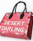 Never Mind Tote Hand Painted Genuine Cowhide Leather Women Bag Western Handbag Purse