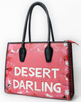 Never Mind Tote Hand Painted Genuine Cowhide Leather Women Bag Western Handbag Purse