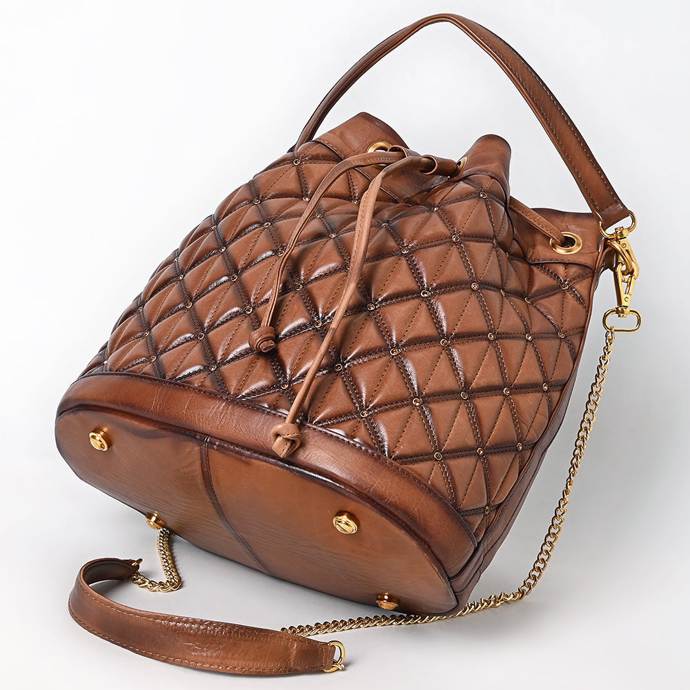 American Darling Bucket Chain Strap Genuine Leather Women Bag Western Handbag Purse