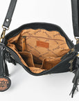 American Darling Large Cross body Bag Western Suede Leather Purse with Fringes Rivets Concho and YKK Zipper for Women