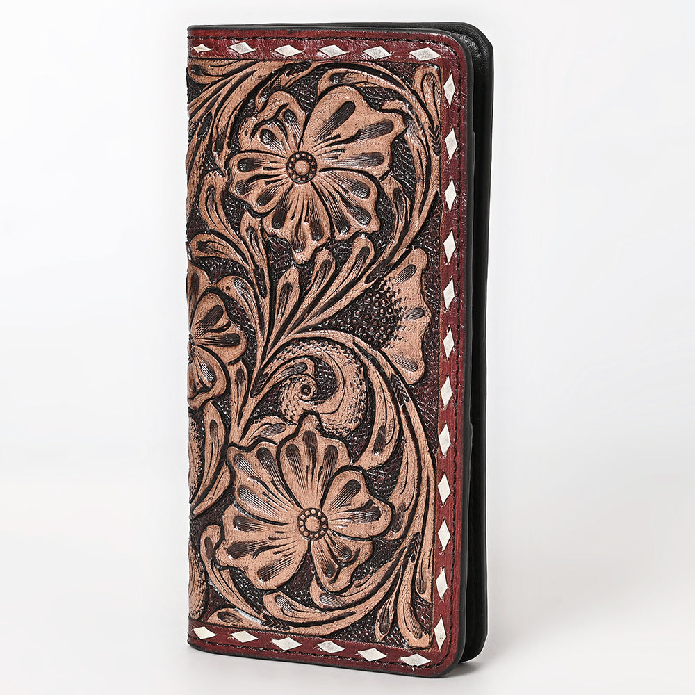 OHLAY Wallet Hand Tooled Genuine Leather Women Bag Western Handbag Purse