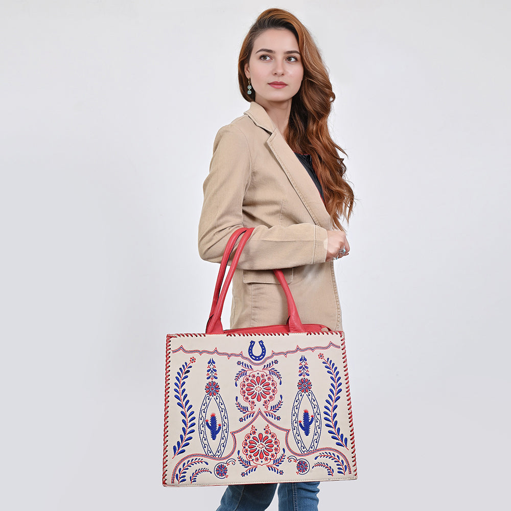 American Darling Tote Beautifully Leather Embroidered Design women handbag